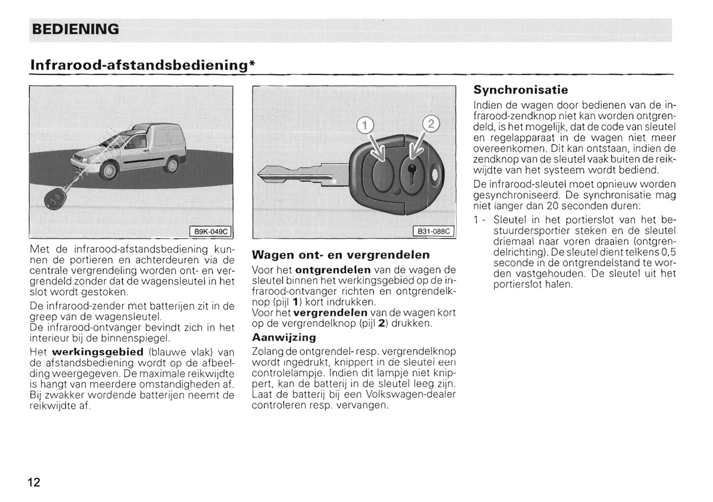 1996-2004 Volkswagen Caddy Bedienungsanleitung | Niederländisch