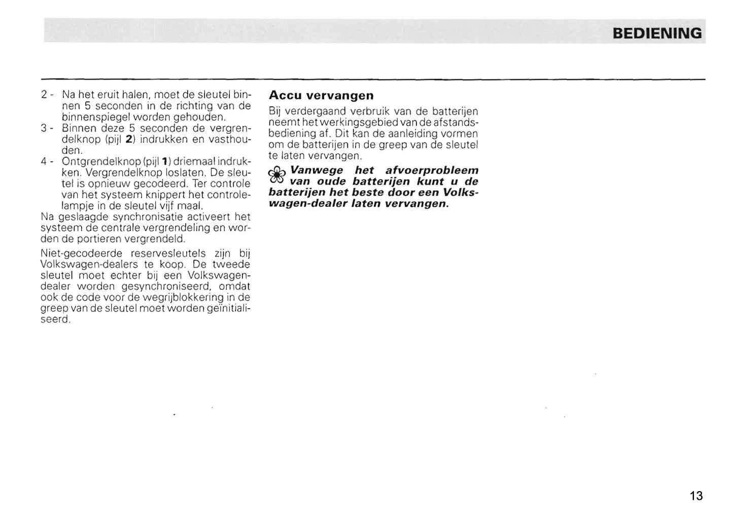 1996-2004 Volkswagen Caddy Bedienungsanleitung | Niederländisch