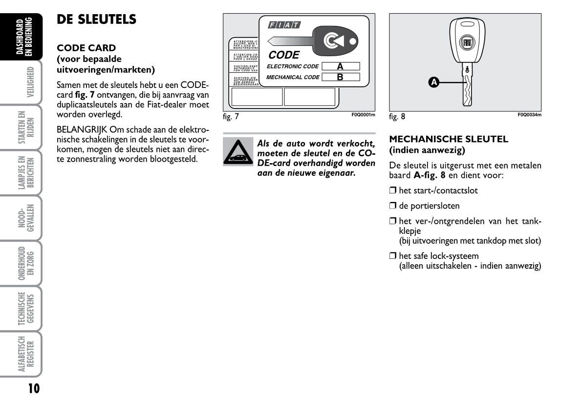 2008-2009 Fiat Bravo Owner's Manual | Dutch