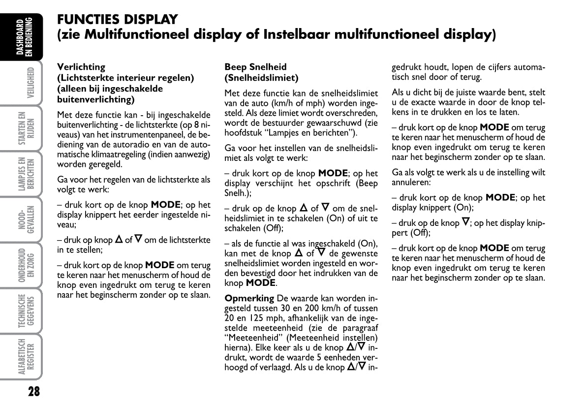 2008-2009 Fiat Bravo Owner's Manual | Dutch