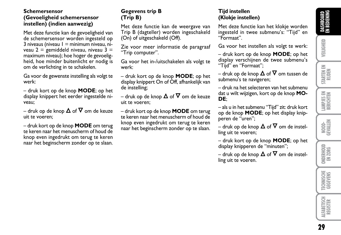 2008-2009 Fiat Bravo Owner's Manual | Dutch