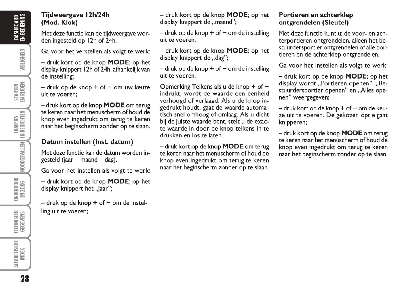 2010-2011 Fiat Idea Gebruikershandleiding | Nederlands