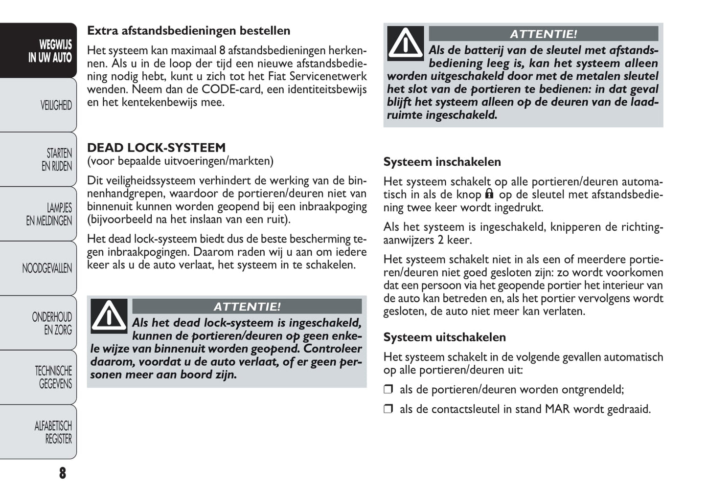 2013-2014 Fiat Doblò Owner's Manual | Dutch