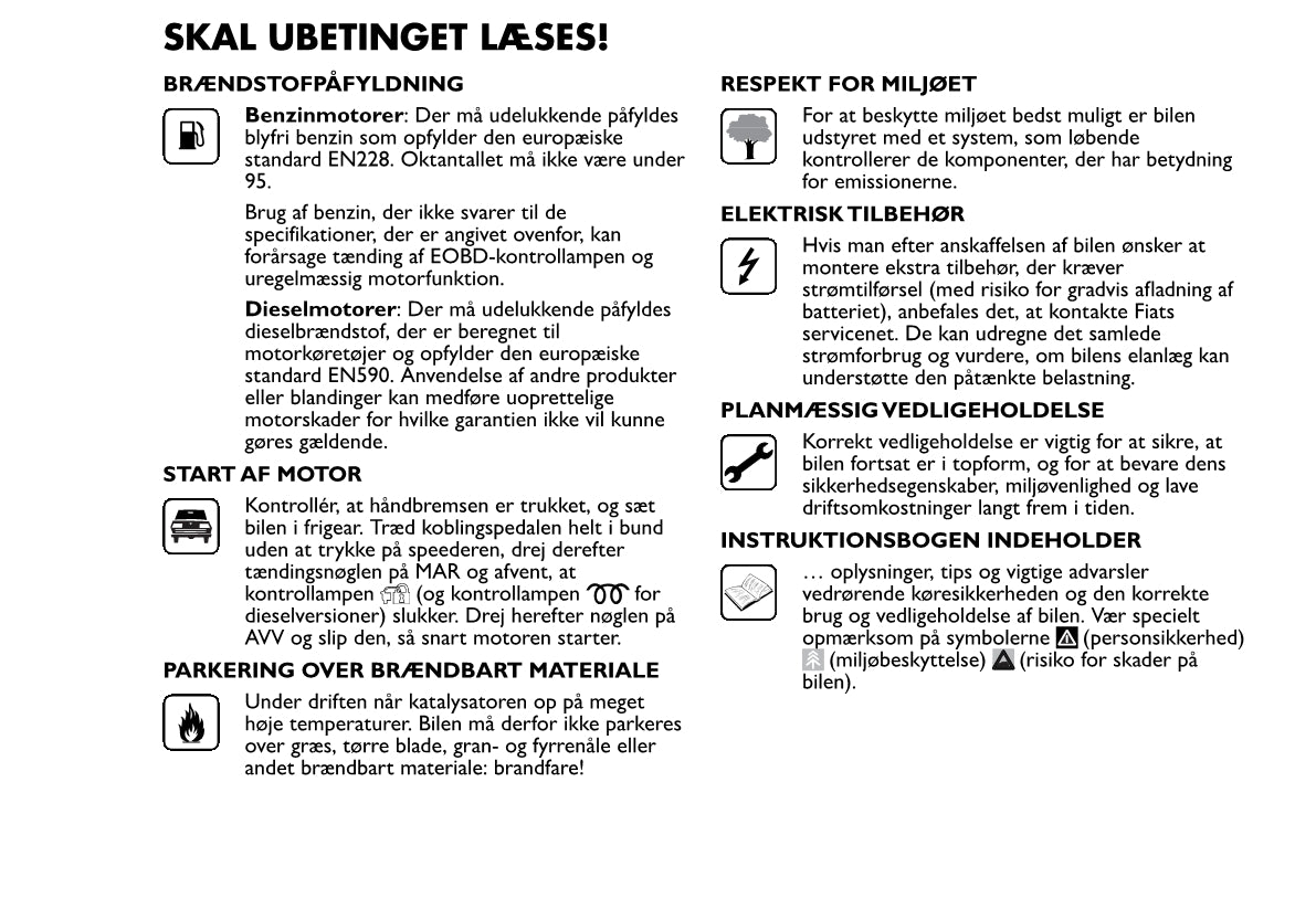2013-2014 Fiat 500L Bedienungsanleitung | Dansk