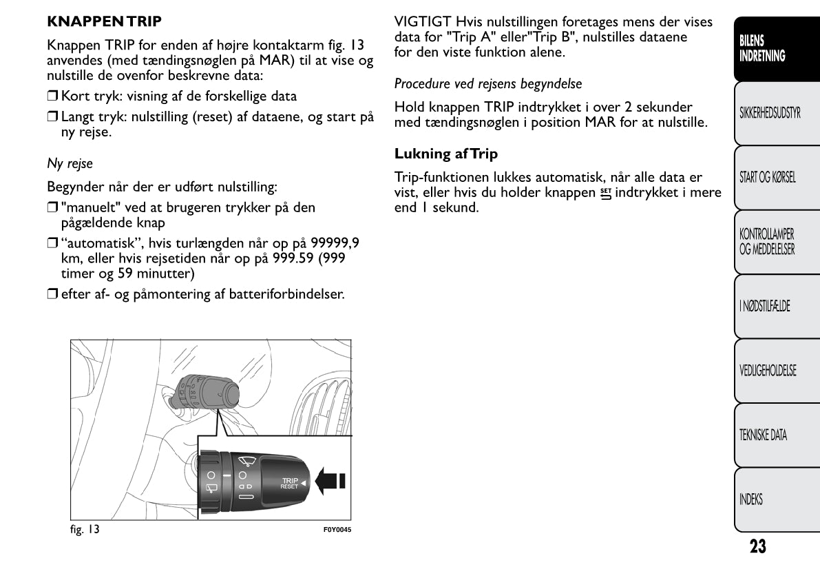 2013-2014 Fiat 500L Bedienungsanleitung | Dansk