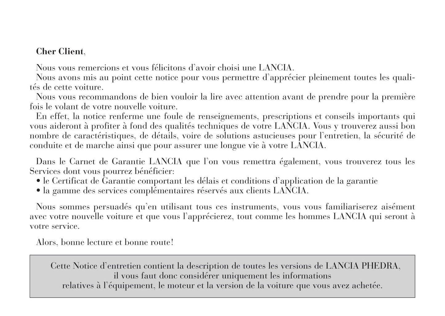 2008-2011 Lancia Phedra Owner's Manual | French