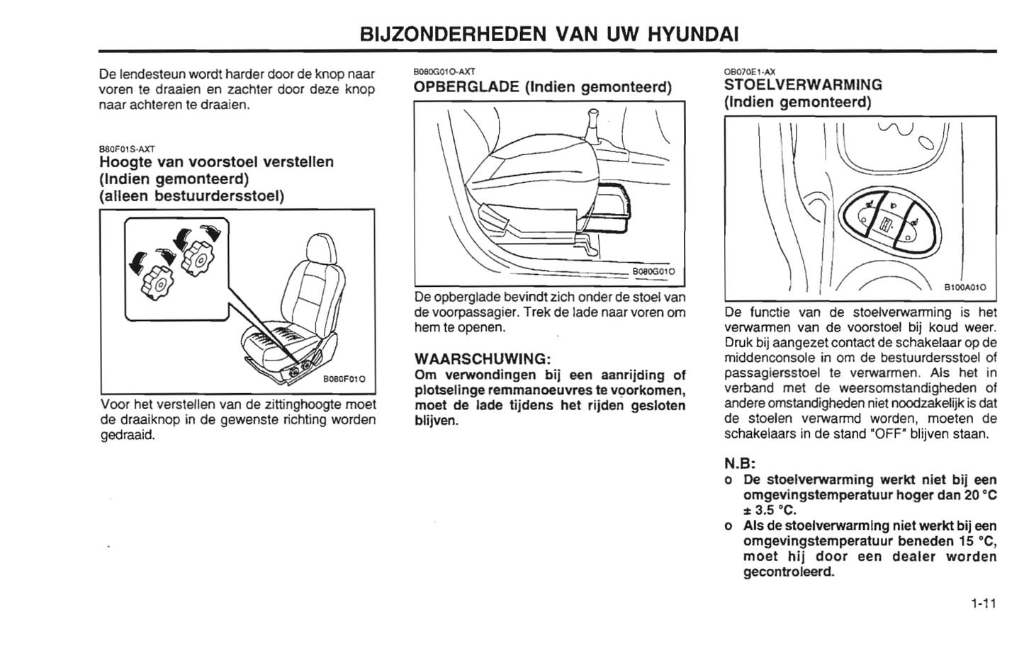 2001-2002 Hyundai Santa Fe Owner's Manual | Dutch