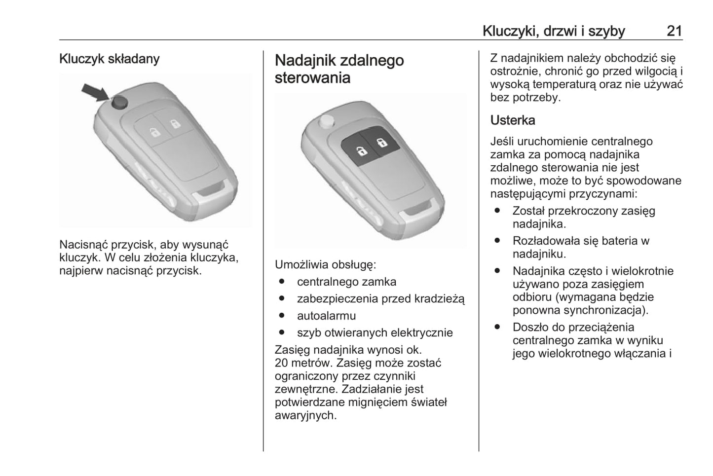 2016-2020 Opel Zafira/Zafira Tourer Bedienungsanleitung | Polnisch