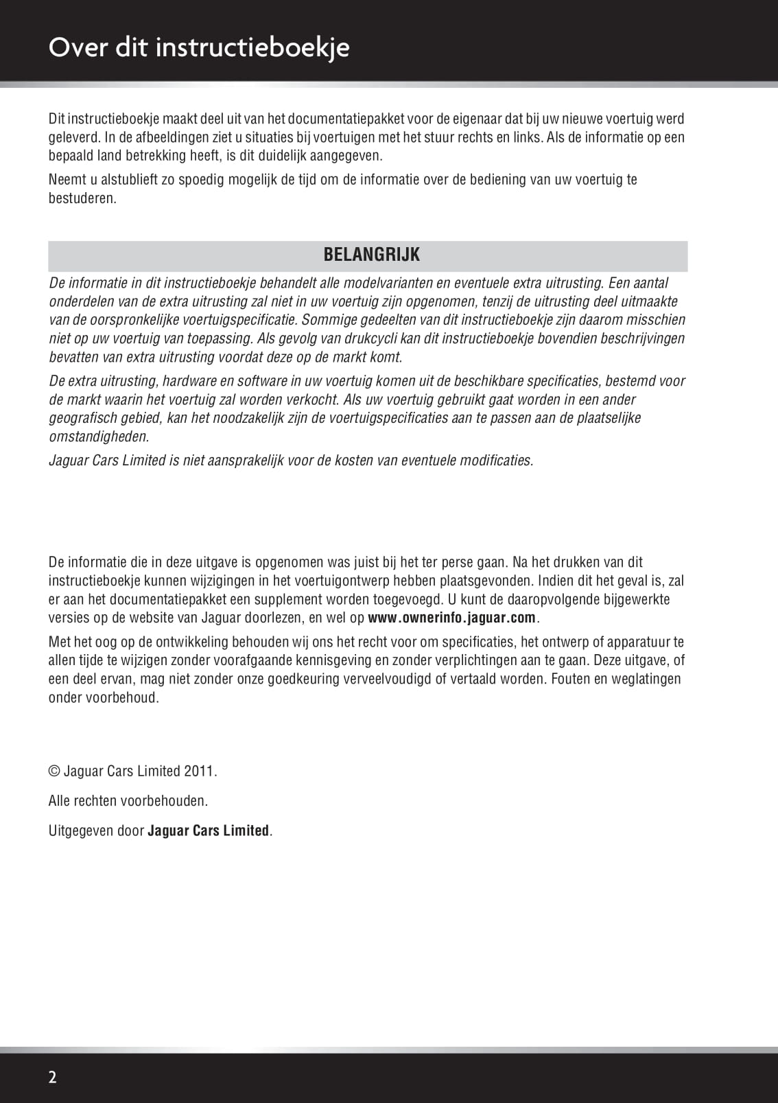 2011-2012 Jaguar XK Gebruikershandleiding | Nederlands
