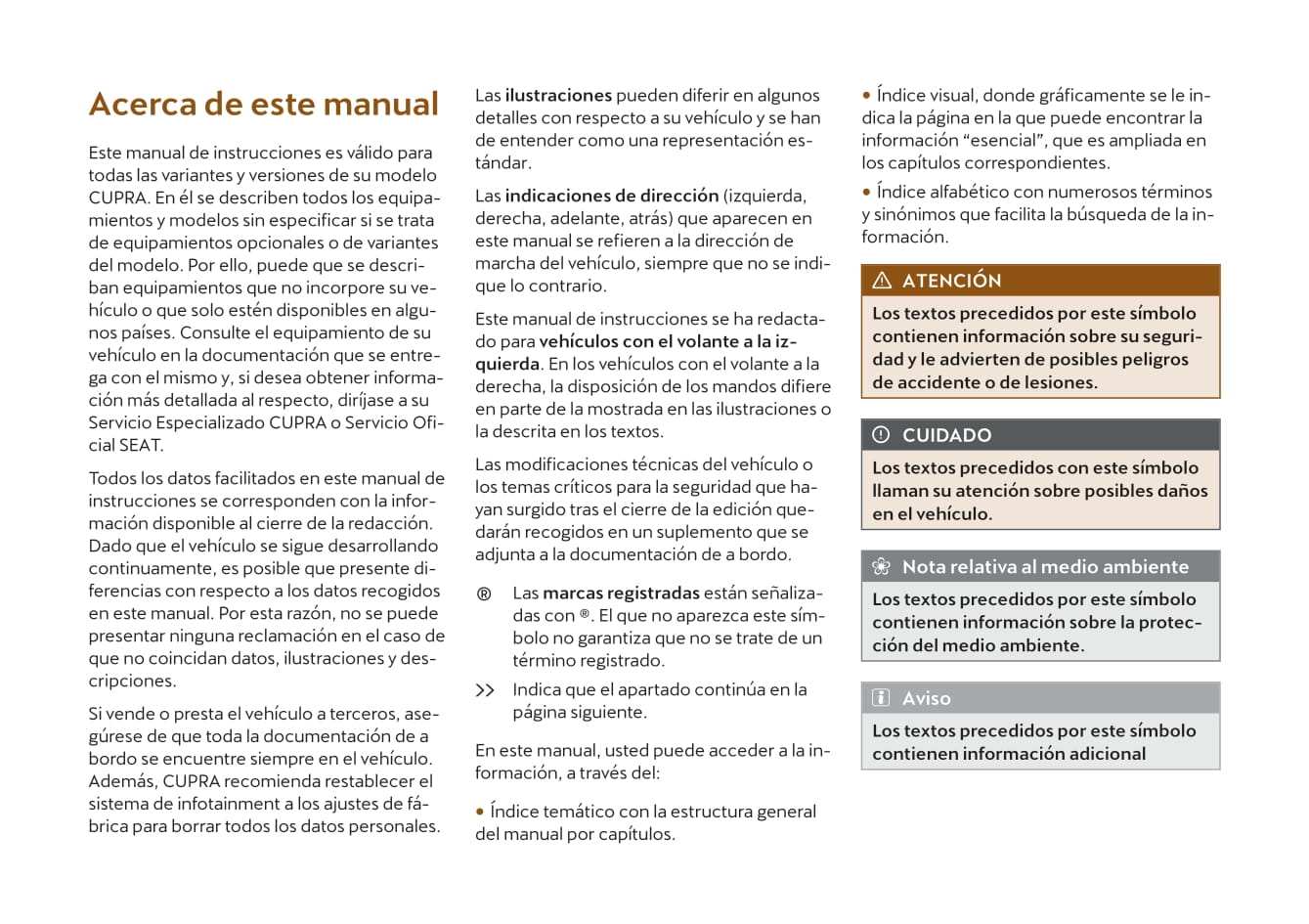 2021-2023 Cupra Born Manuel du propriétaire | Espagnol