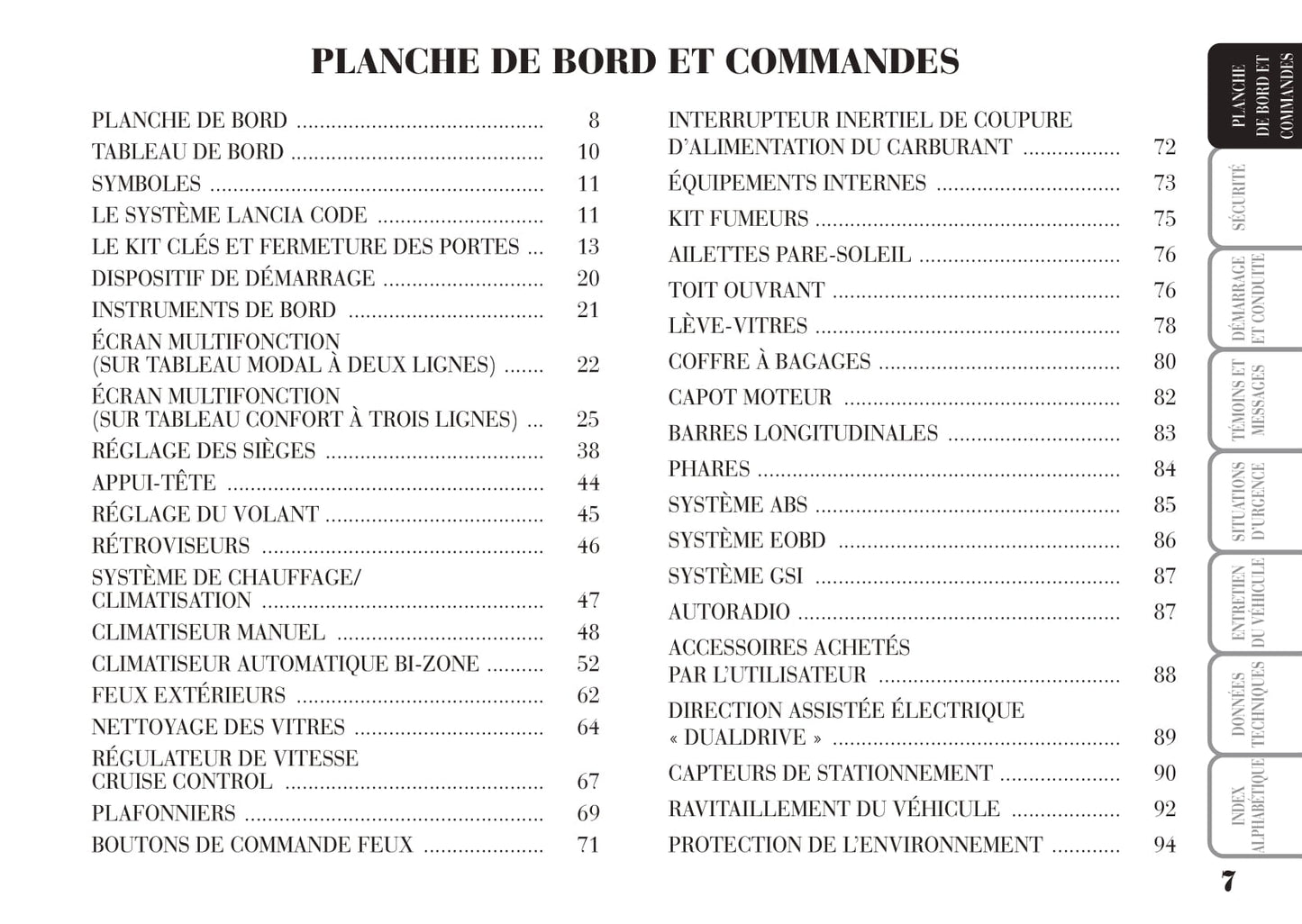 2008-2012 Lancia Musa Owner's Manual | French
