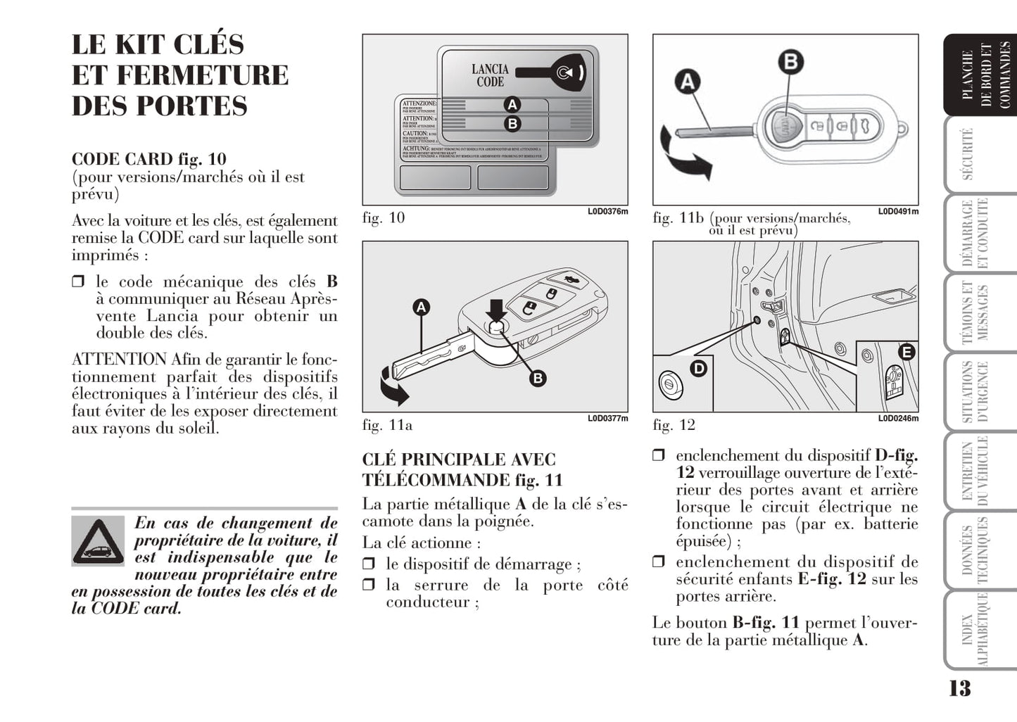 2008-2012 Lancia Musa Owner's Manual | French