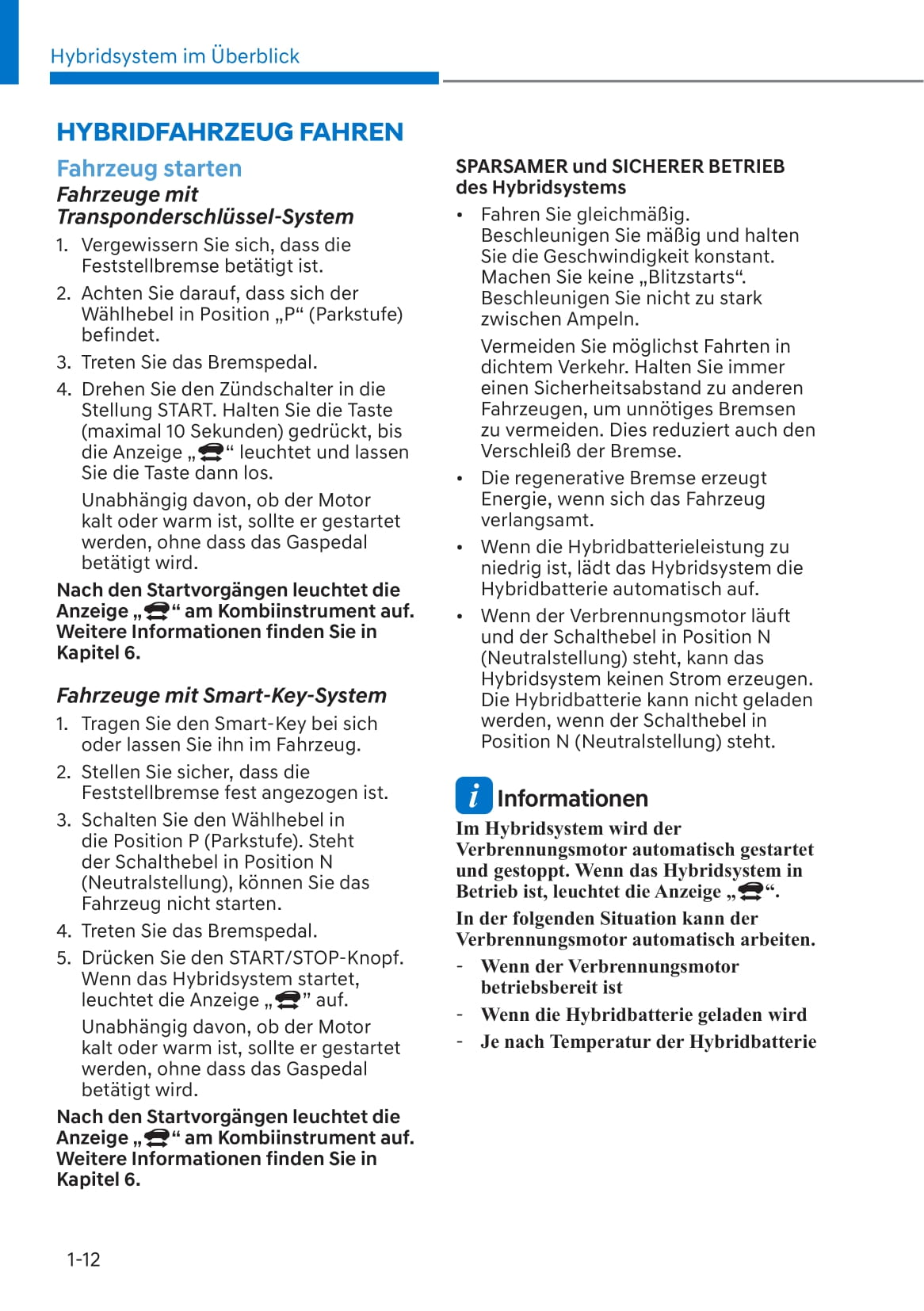 2019-2020 Hyundai Kona Hybrid Owner's Manual | German
