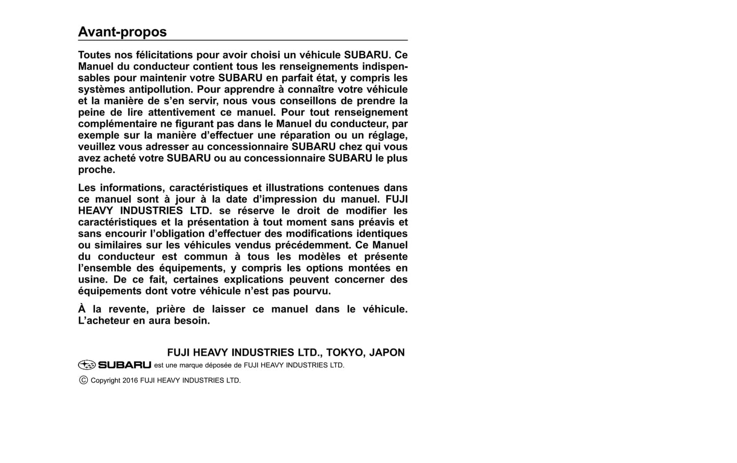 2017 Subaru Legacy/Outback Gebruikershandleiding | Frans