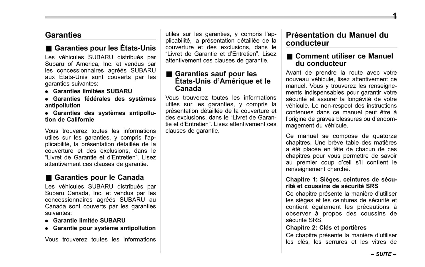 2017 Subaru Legacy/Outback Gebruikershandleiding | Frans