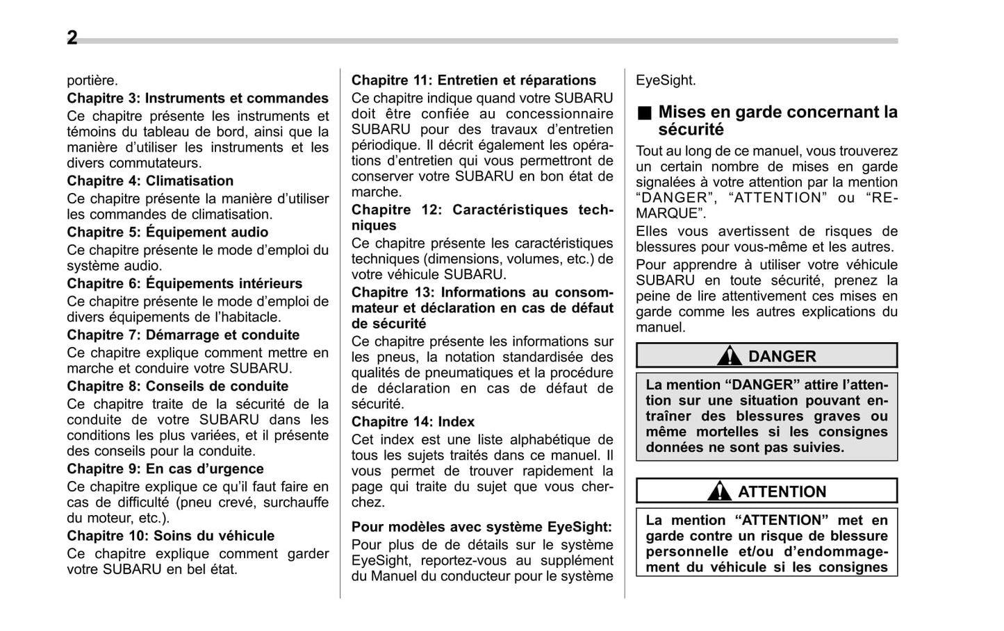 2017 Subaru Legacy/Outback Gebruikershandleiding | Frans