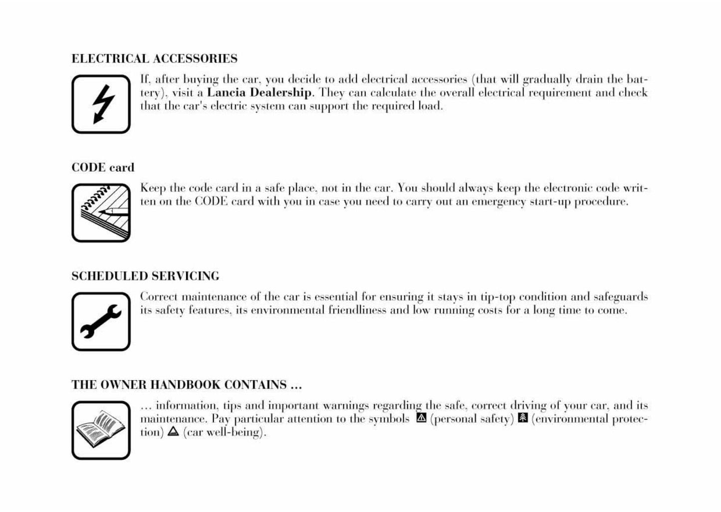 2001-2003 Lancia Ypsilon Owner's Manual | English