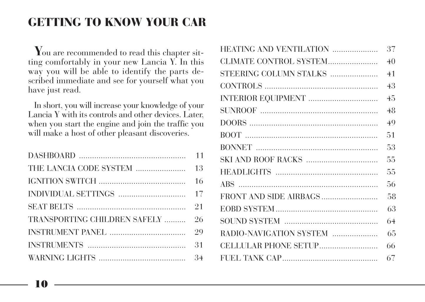 2001-2003 Lancia Ypsilon Owner's Manual | English