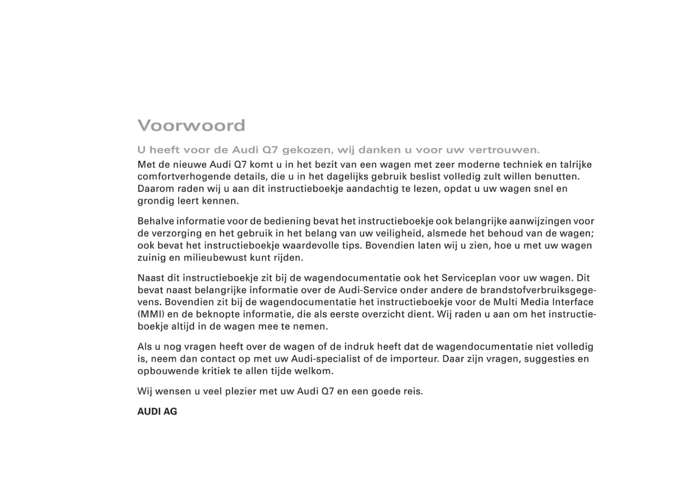 2006-2009 Audi Q7 Gebruikershandleiding | Nederlands