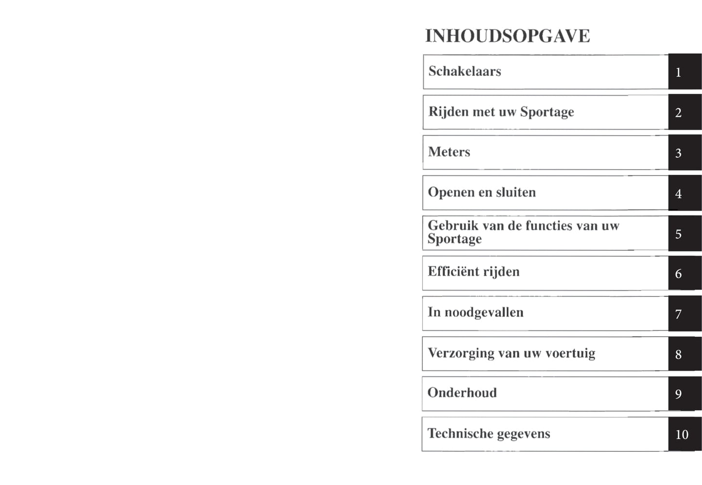 1997-1998 Kia Sportage Owner's Manual | Dutch