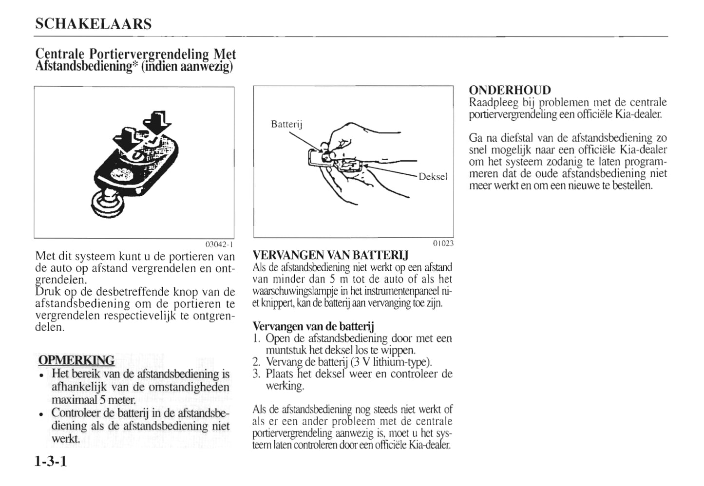 1997-1998 Kia Sportage Owner's Manual | Dutch