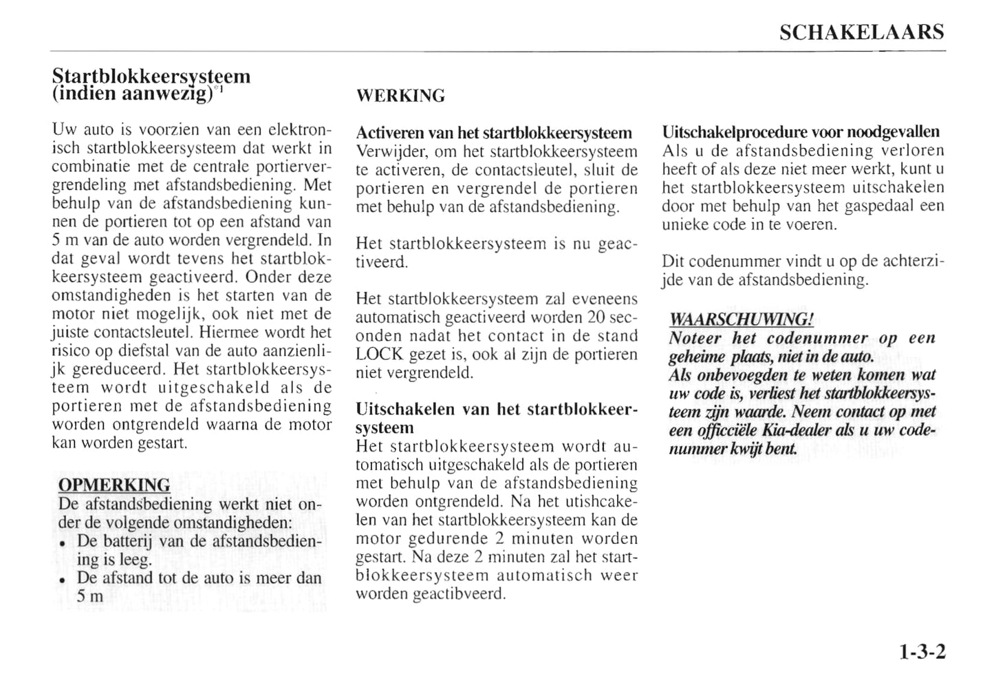1997-1998 Kia Sportage Owner's Manual | Dutch