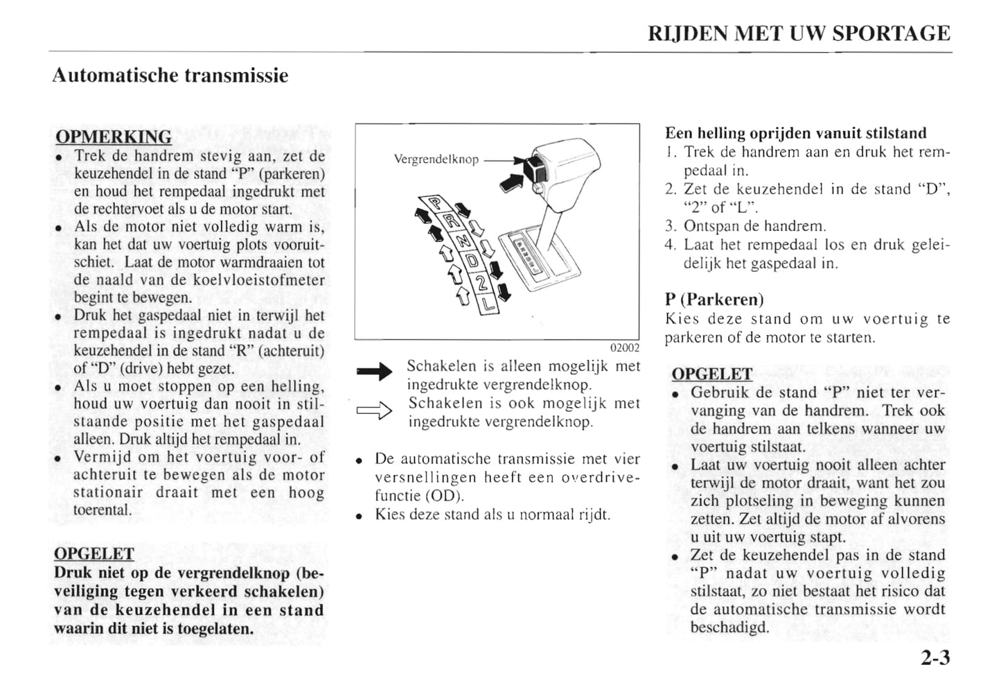 1997-1998 Kia Sportage Owner's Manual | Dutch