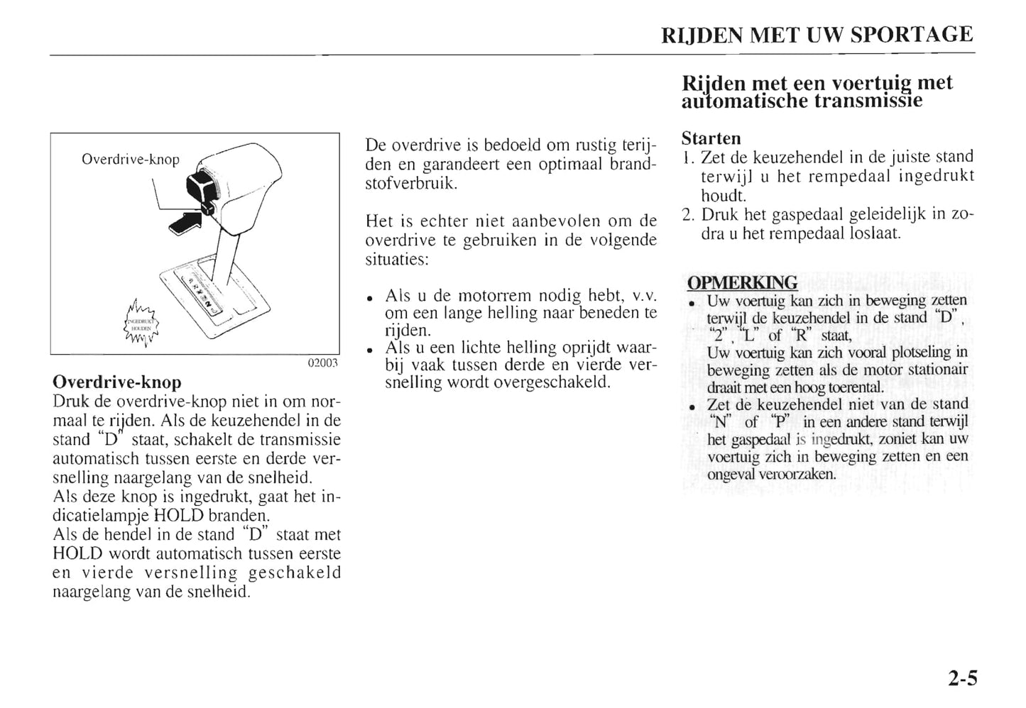 1997-1998 Kia Sportage Owner's Manual | Dutch