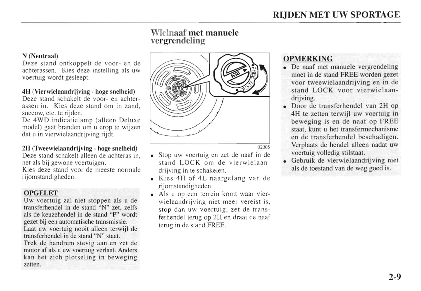 1997-1998 Kia Sportage Owner's Manual | Dutch