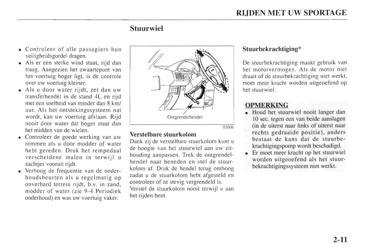1997-1998 Kia Sportage Owner's Manual | Dutch