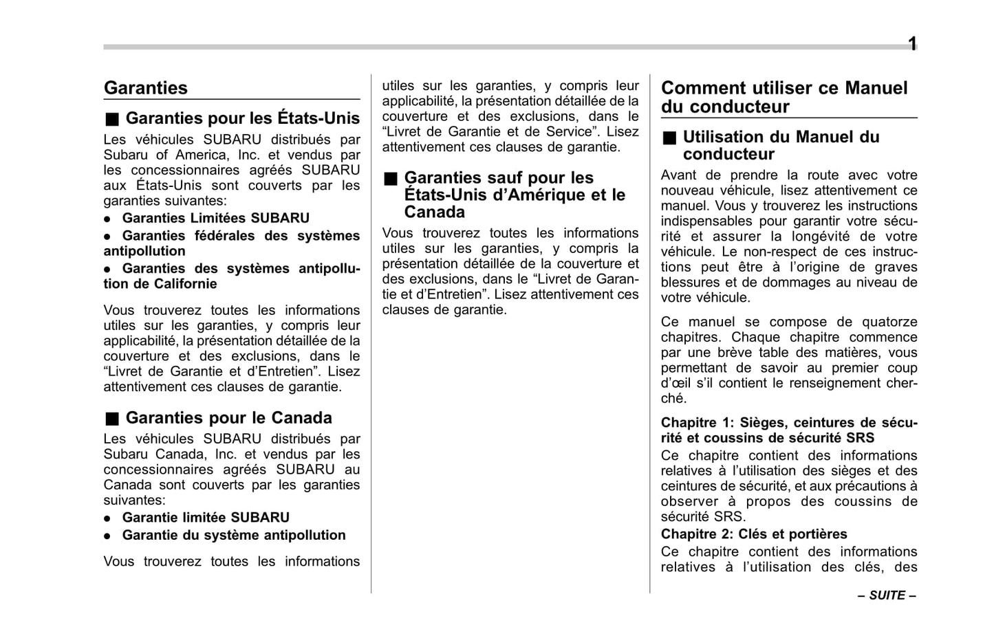 2017 Subaru Impreza Owner's Manual | French