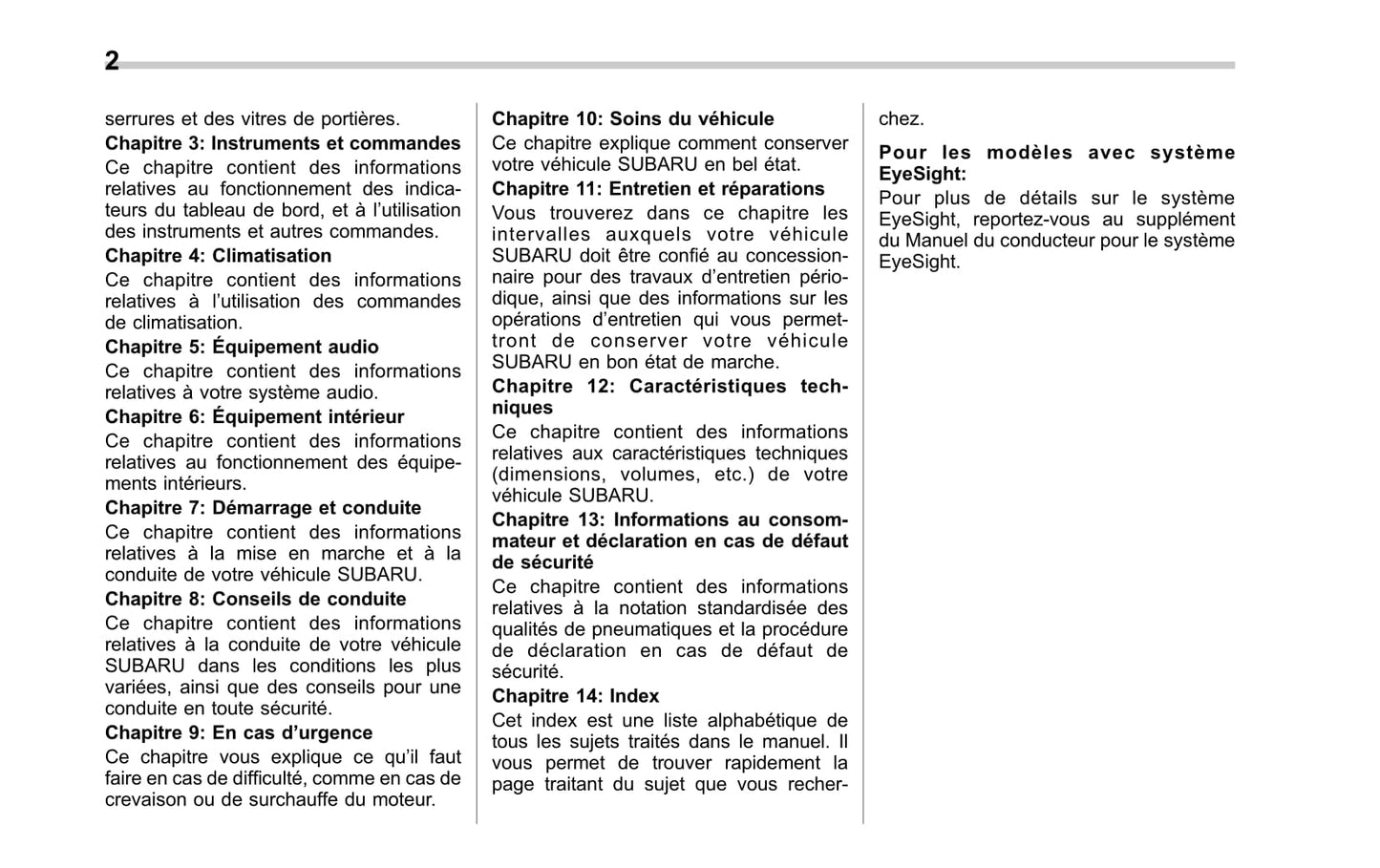 2017 Subaru Impreza Owner's Manual | French