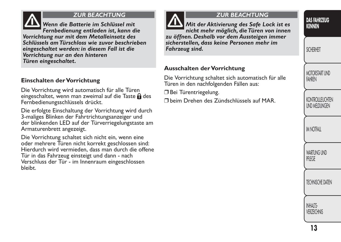 2013-2014 Fiat Bravo Bedienungsanleitung | Deutsch