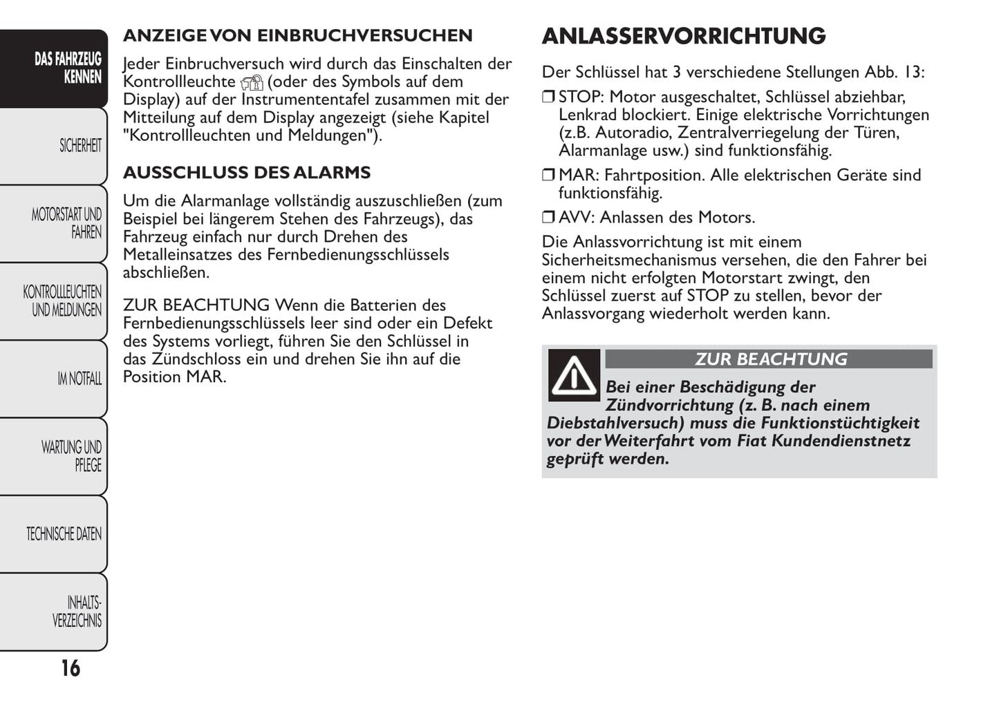 2013-2014 Fiat Bravo Bedienungsanleitung | Deutsch