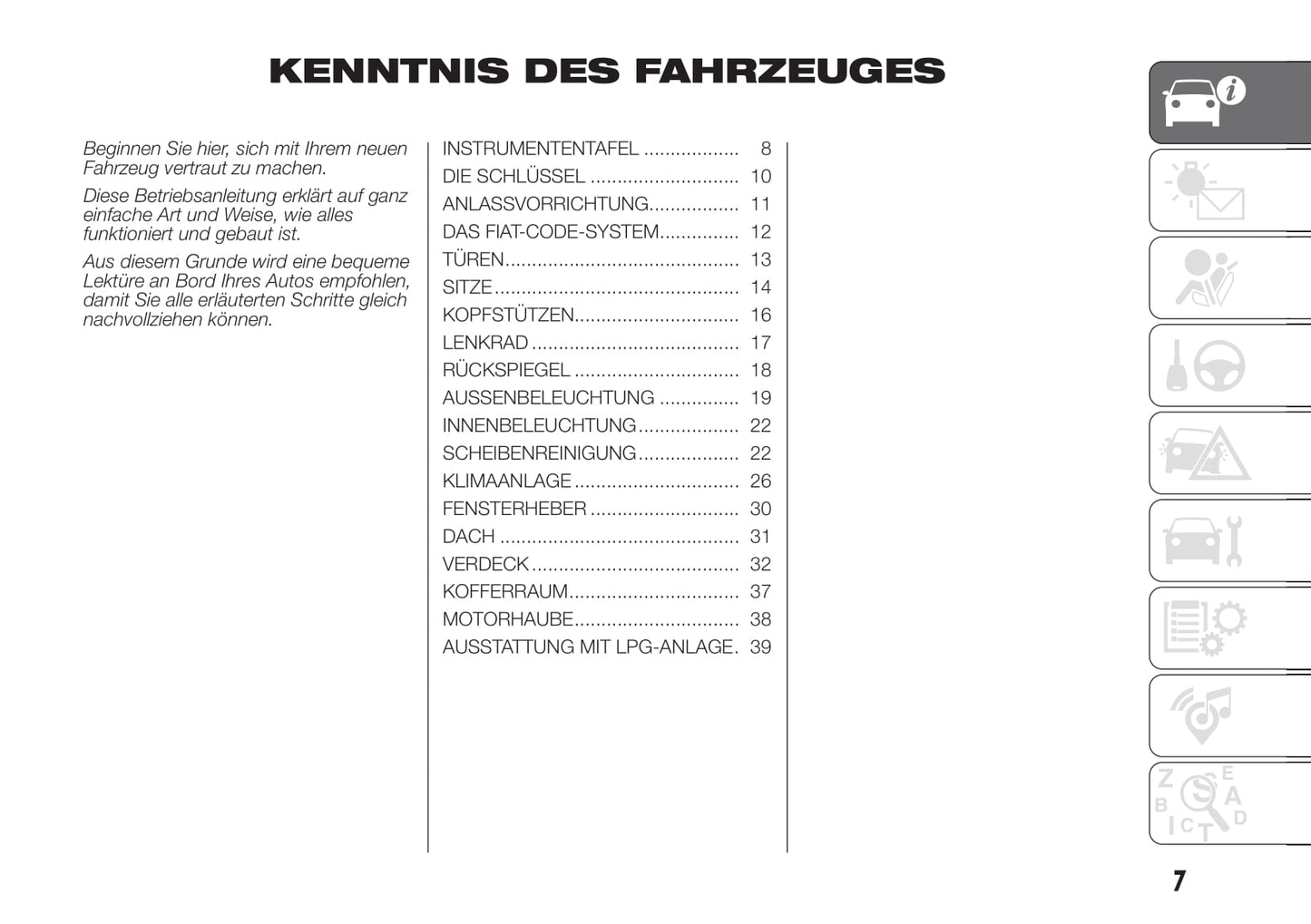 2018-2019 Fiat 500/500C Bedienungsanleitung | Deutsch