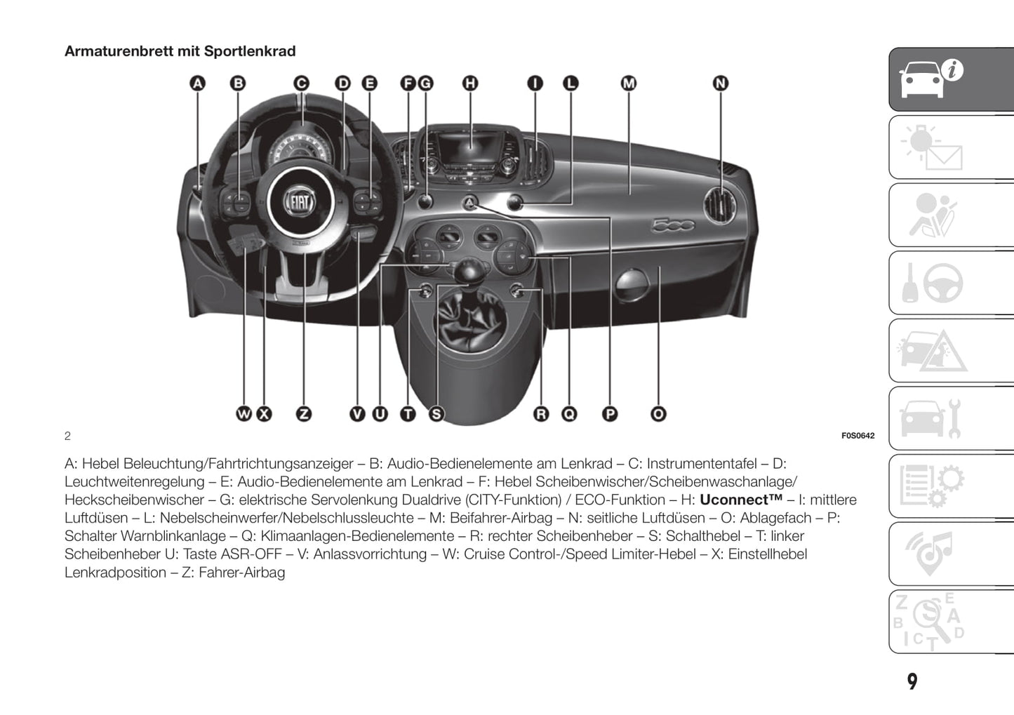 2018-2019 Fiat 500/500C Bedienungsanleitung | Deutsch