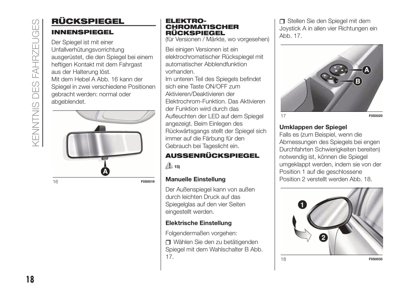 2018-2019 Fiat 500/500C Bedienungsanleitung | Deutsch