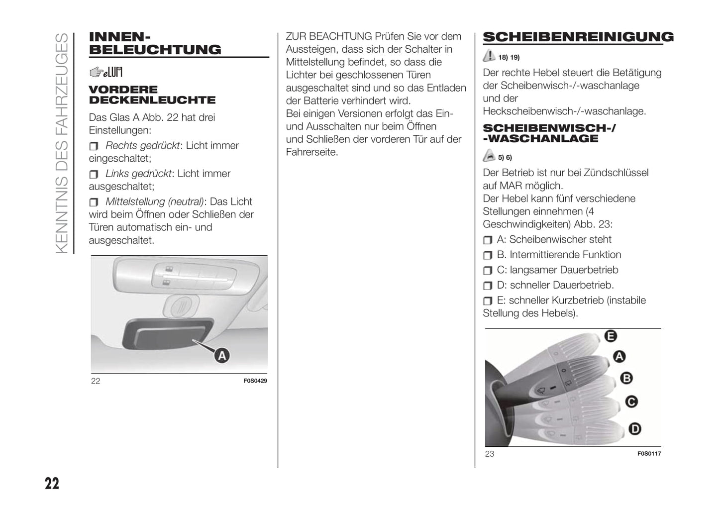2018-2019 Fiat 500/500C Bedienungsanleitung | Deutsch