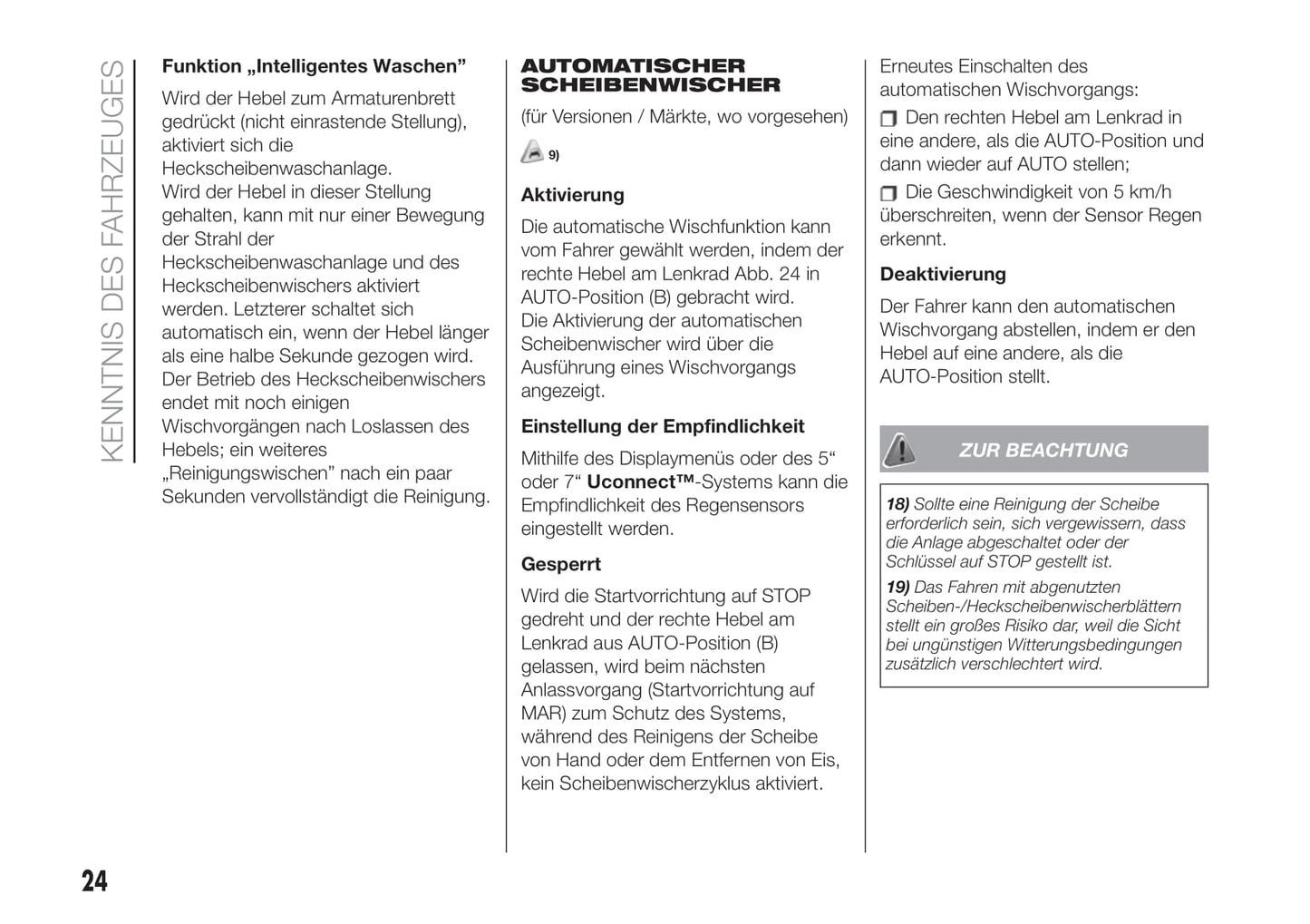 2018-2019 Fiat 500/500C Bedienungsanleitung | Deutsch
