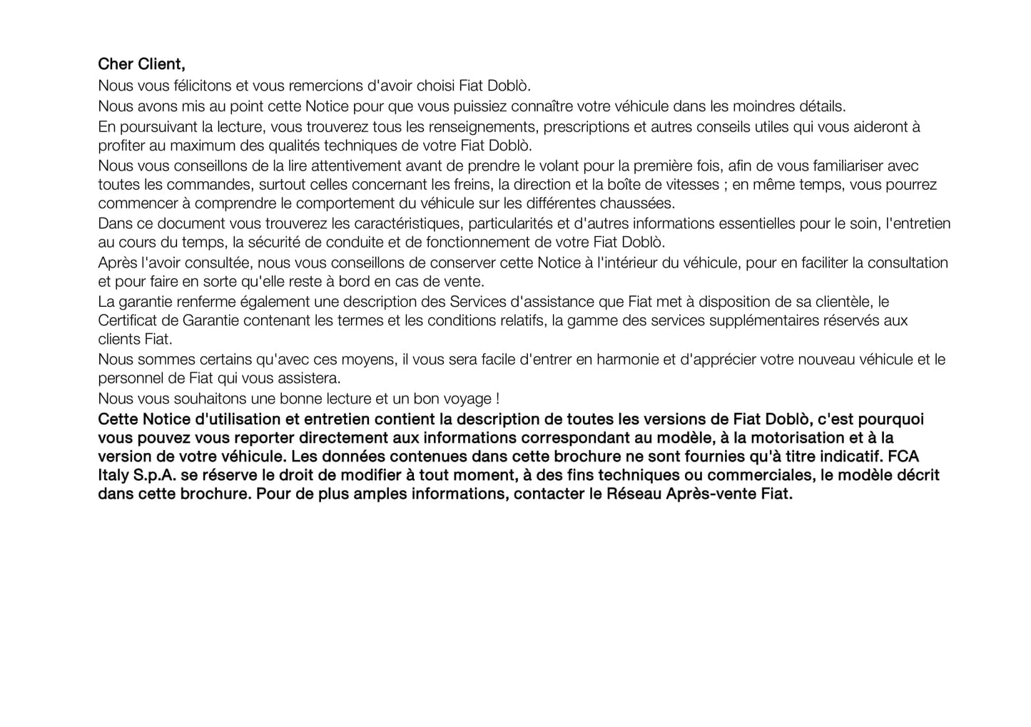 2015-2019 Fiat Nouvo Doblò Panorama Manuel du propriétaire | Français
