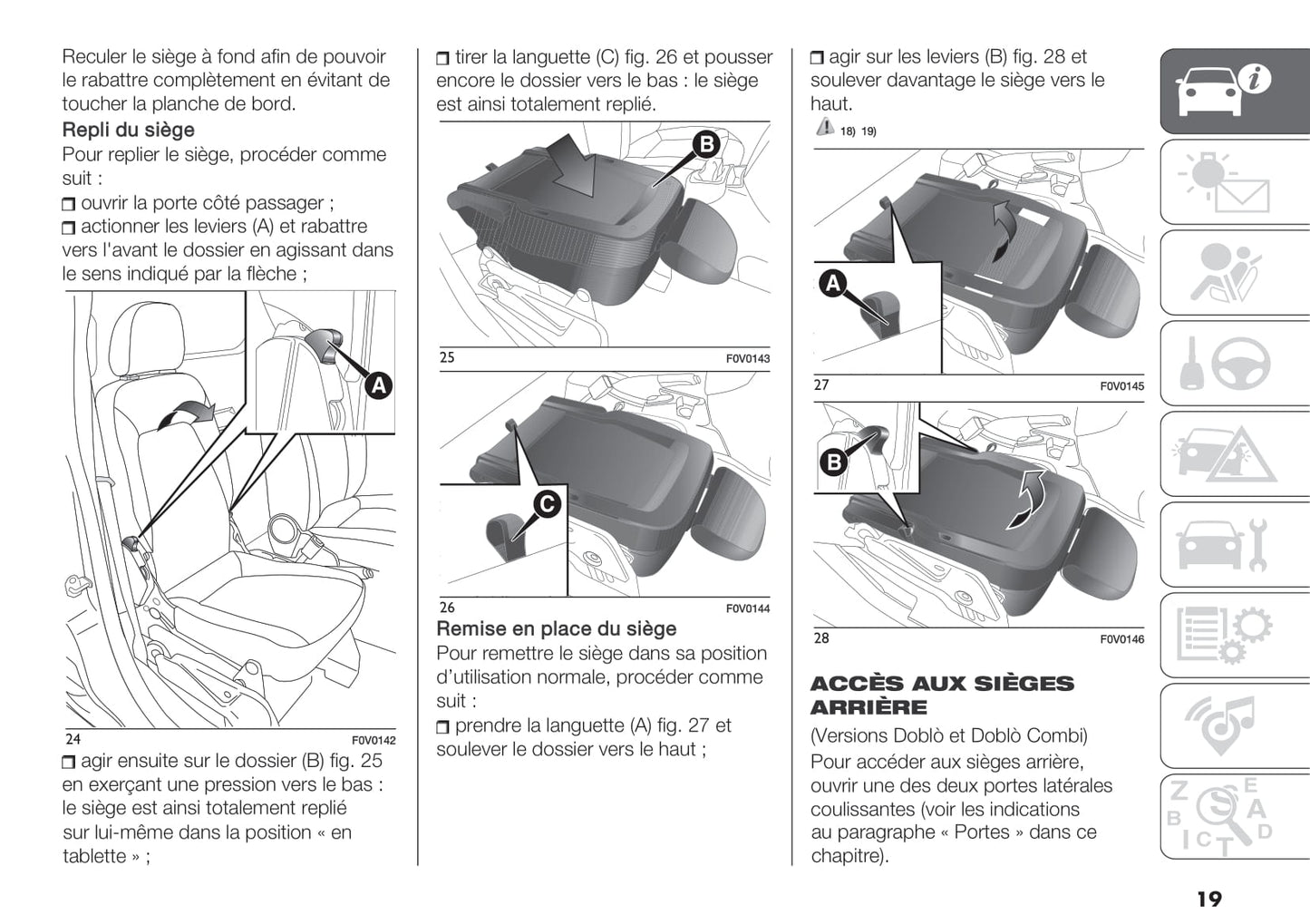 2015-2019 Fiat Nouvo Doblò Panorama Manuel du propriétaire | Français