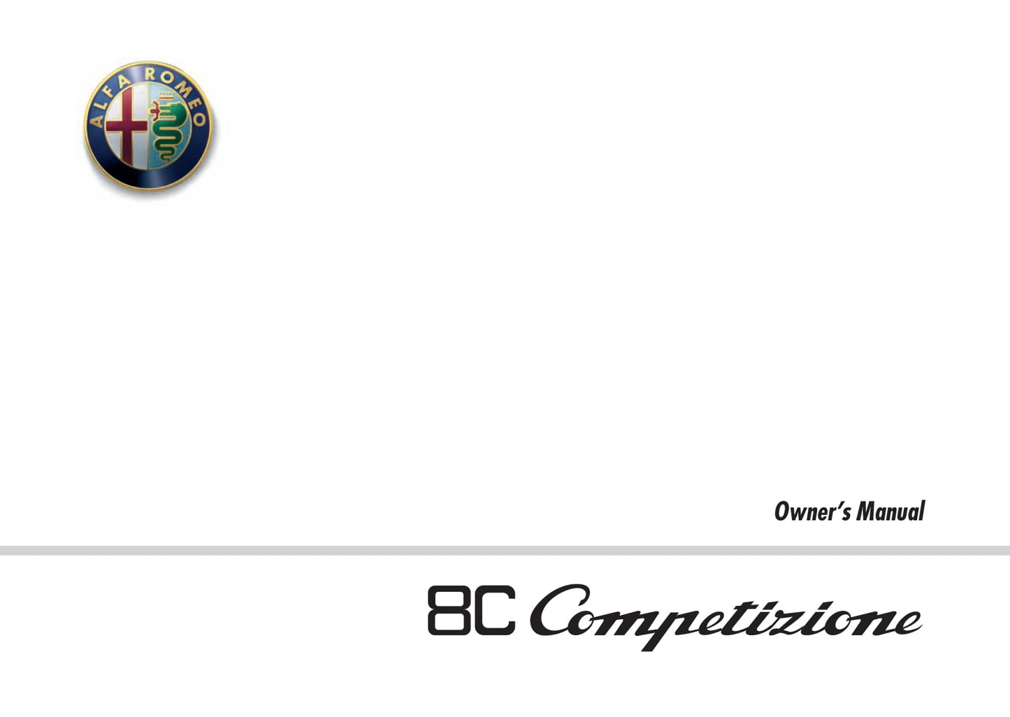 2008 Alfa Romeo 8C Manuel du propriétaire | Anglais