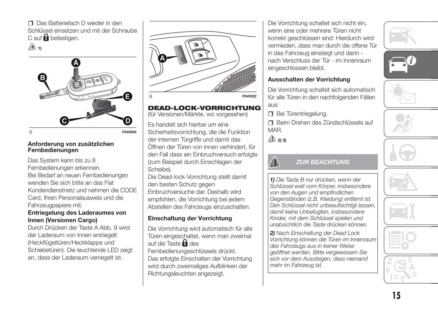 2015-2016 Fiat Doblò Manuel du propriétaire | Allemand