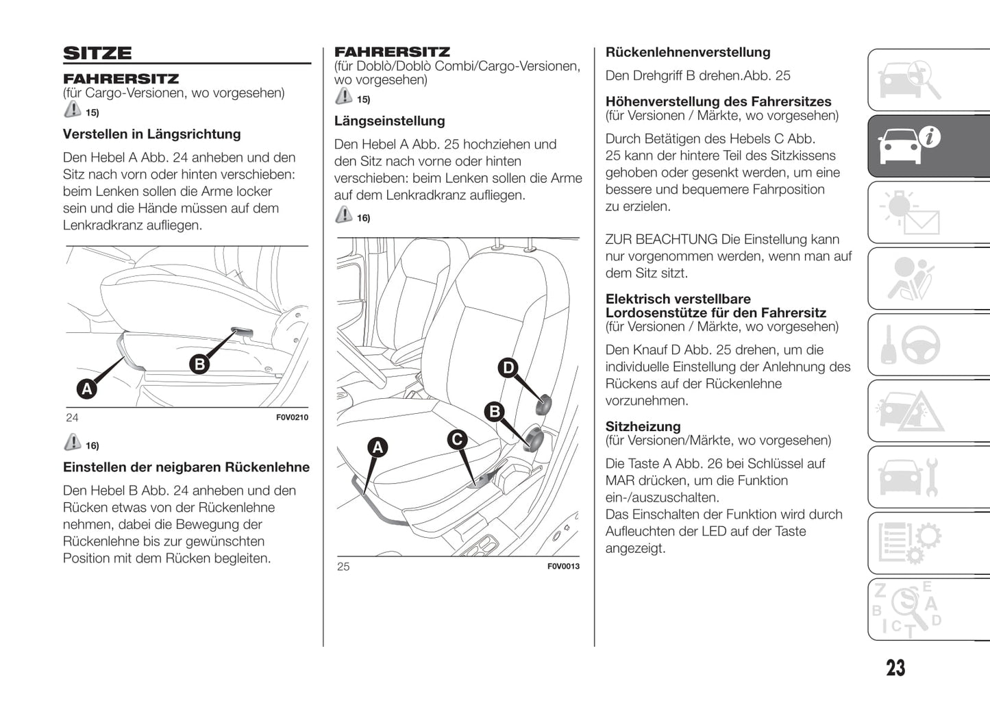 2015-2016 Fiat Doblò Manuel du propriétaire | Allemand