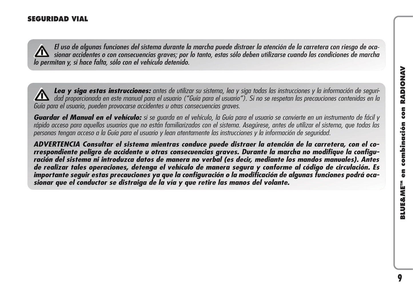 Alfa Romeo Blue&Me en Combinación con Radionav Instrucciones 2009 - 2010
