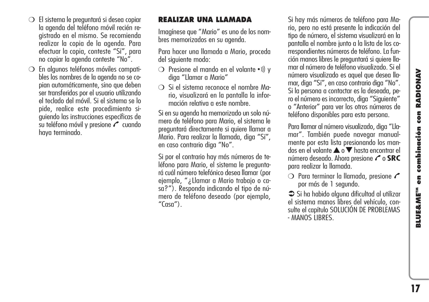 Alfa Romeo Blue&Me en Combinación con Radionav Instrucciones 2009 - 2010