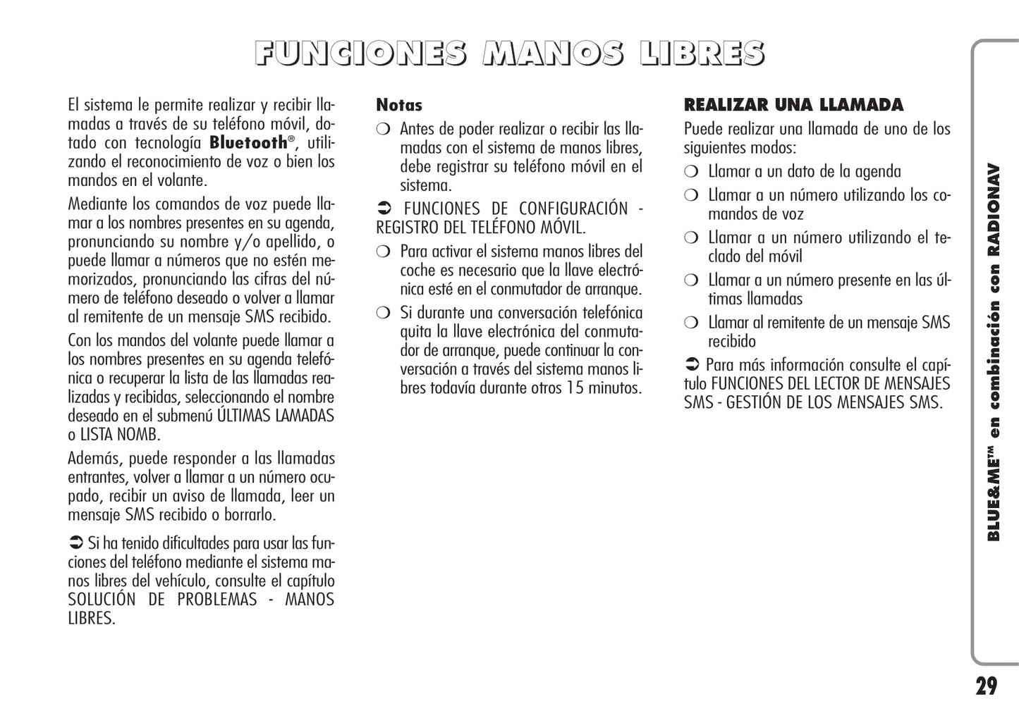 Alfa Romeo Blue&Me en Combinación con Radionav Instrucciones 2009 - 2010