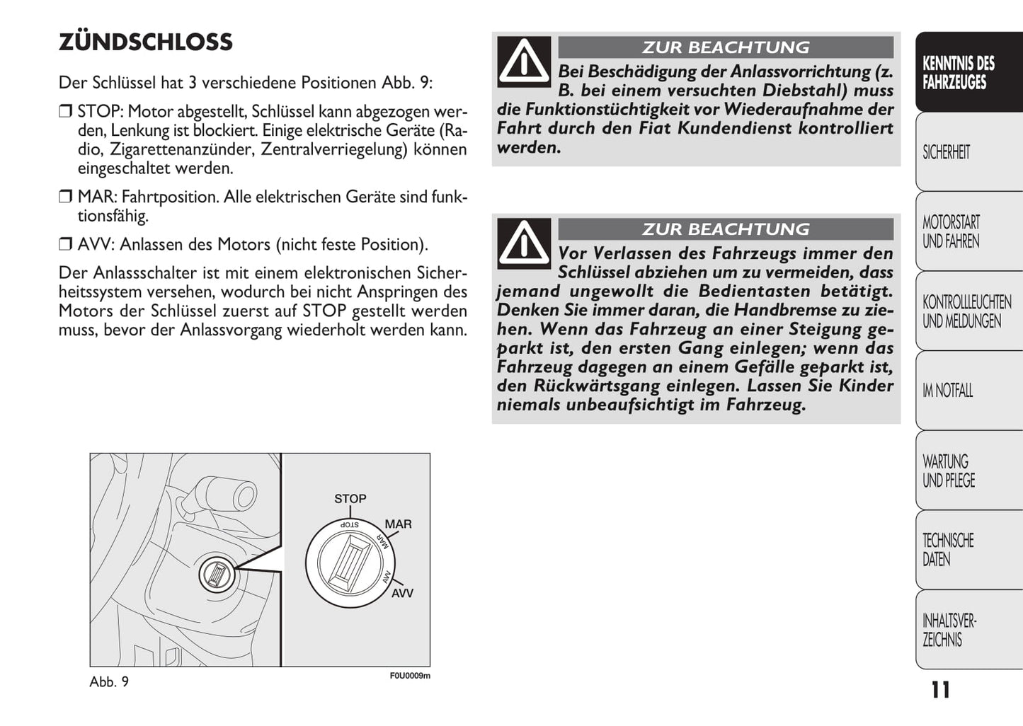 2010-2011 Fiat Punto Evo Bedienungsanleitung | Deutsch