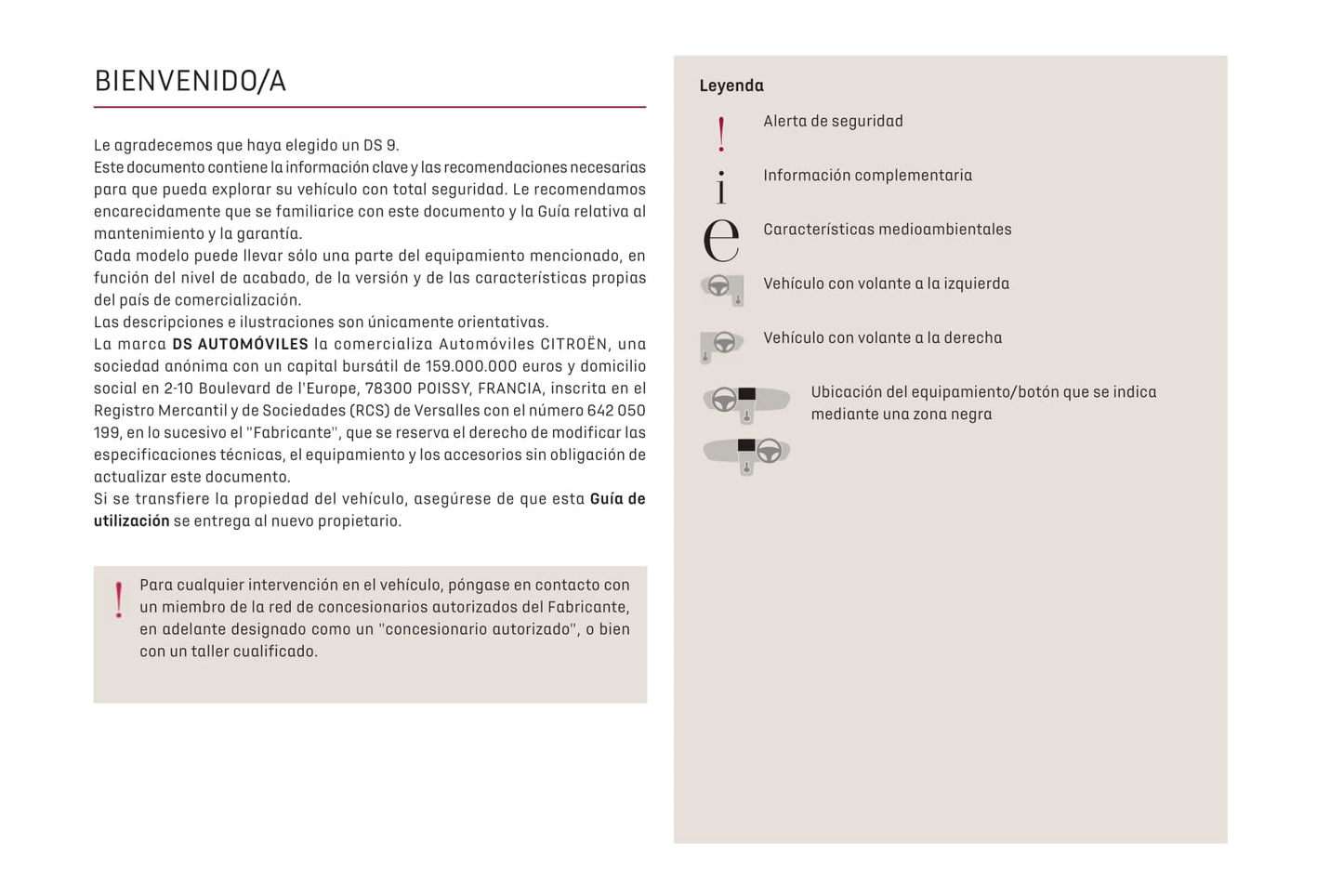 2021 DS DS 9 Manuel du propriétaire | Espagnol
