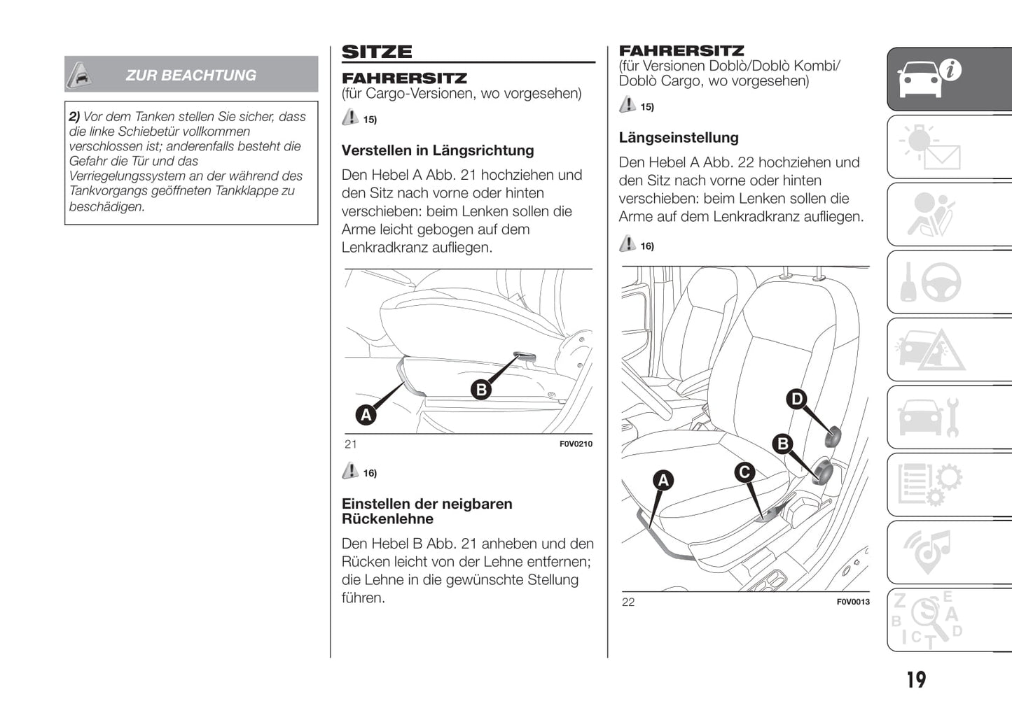 2018-2019 Fiat Doblò Owner's Manual | German